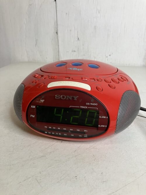 Sony Dream Machine PSYC ICF-CD831 Radio/CD Player/Alarm Clock Red Working