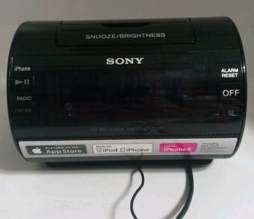 Sony ICF-C11IP iPod/iPhone Lightning Dock Speaker AM/FM Alarm Clock TESTED
