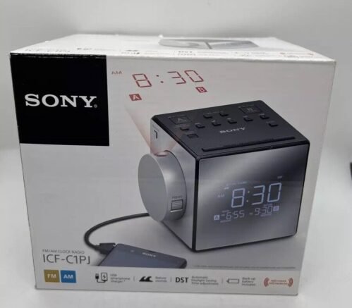 Sony ICF-C1PJ Alarm Clock Radio - Dual Alarm, Time Projection, USB ICFC1PJ