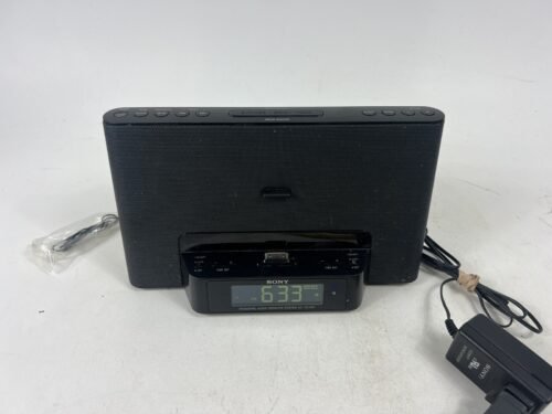 Sony ICF-CS15iP Alarm clock, Iphone Dock, And Radio