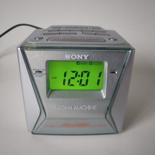 Sony ICF C153V Cube Radio Alarm Clock-AM/FM-Back lit LED-Dimmable-Tested Works