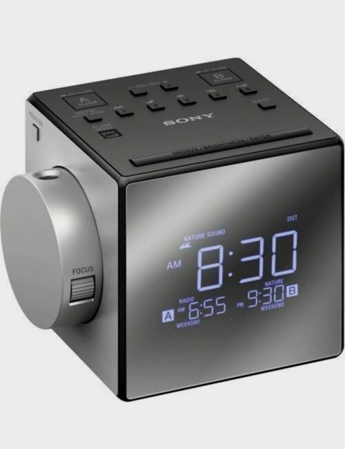 Sony ICF‑C1PJ Alarm Clock Radio Projection AM/FM Nature Sounds USB Silver