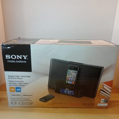 Sony iPhone iPod Clock Radio Speaker Dock Dream Machine ICF-CS15iP tested black