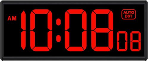 Soobest Digital Wall Clock with Seconds Electric Clock Plug Auto DST Dimmer LE