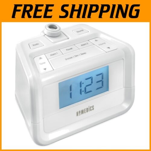 Soothing Digital FM Clock Radio: Dual Alarms, 8 Nature Sounds & Time Projection