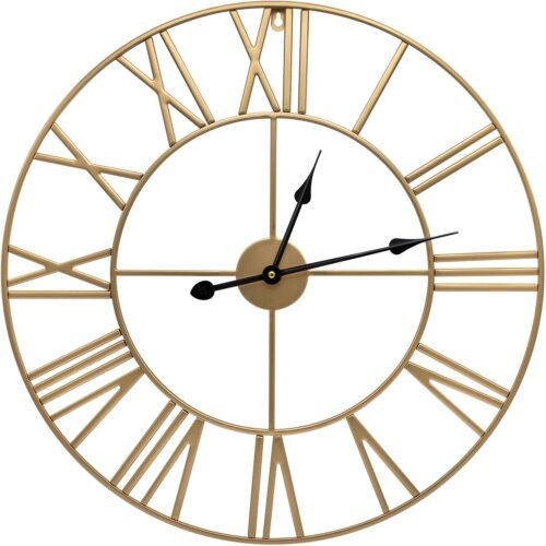 Sorbus Analog Wall Clock Large 24" Roman Numeral Style Living Room Décor (Gold)