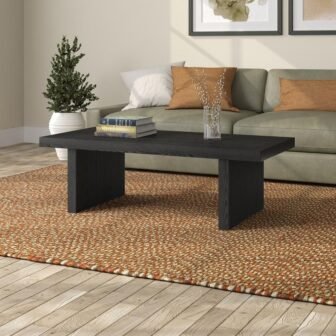 Soren 47.5 in. Black Grain Rectangle MDF Top Coffee Table