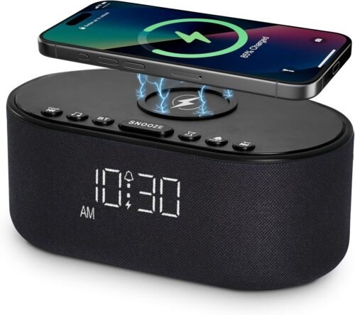 Sound Machine Alarm Clock for Bedrooms: Bluetooth 10W Stereo Black