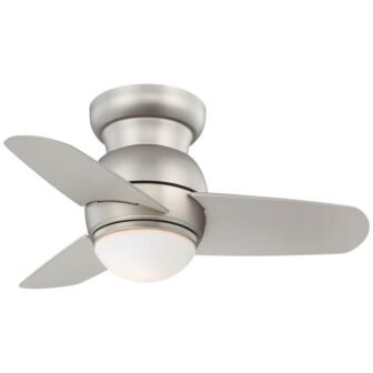 Spacesaver 26 in. Integrated LED Indoor Brushed Steel Ceiling Fan with Light...