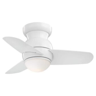 Spacesaver 26 in. Integrated LED Indoor White Ceiling Fan with Light with...