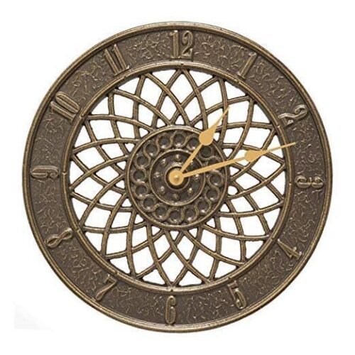 Spiral Indoor Outdoor Wall Clock, 14", French Bronze