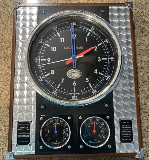 Spirit of St. Louis Charles Lindbergh Airfield Wall Clock Temp Humidity A64
