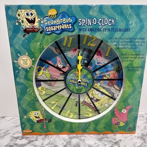 SpongeBob SquarePants Spin-O-Clock RARE 2002 Wall Clock Nickelodeon Box READ