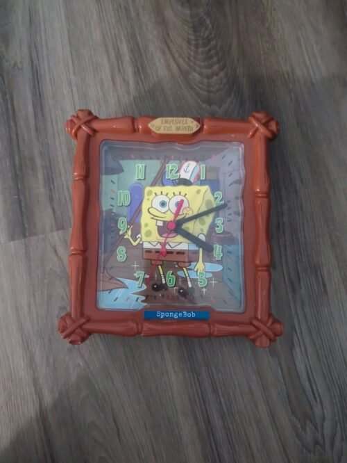 Sponge Bob Wall Clock Employee Of The Month Working 8.25" x 7.75" Plastic