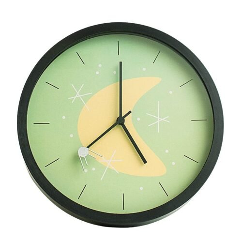 Sputnik Silent Retro Wall Clock, Non Ticking Mid Century Wall Clock, Vintage