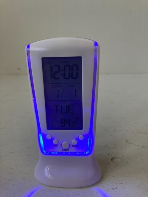 Square Clock 510 LCD Digital Alarm Clock Calendar LED Display Battery Power