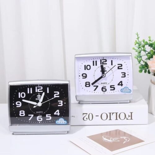 Square Clock Silent Non-Ticking Battery-Powered White Simple Nightlight Clock