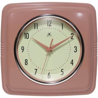 Square Retro Terracotta Wall Clock Terracotta
