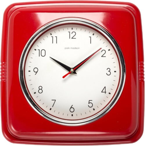 Square Silent Retro 11 inch Mid Century Modern Kitchen Diner Retro Wall Clock...