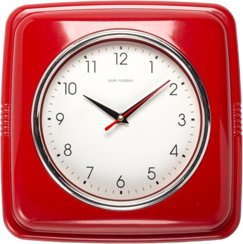 Square Silent Retro 11 inch Mid Century Modern Kitchen Diner Retro Wall Clock...