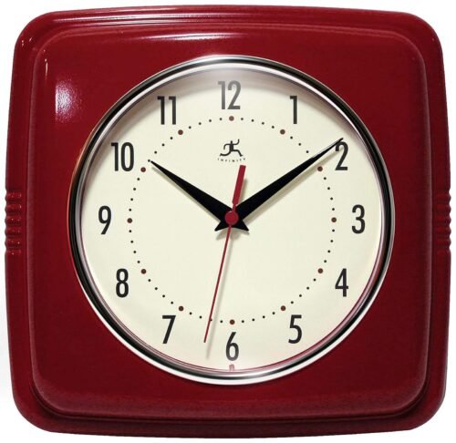 Square Silent Retro 9 inch Mid Century Modern Kitchen Diner Retro Wall Clock ...