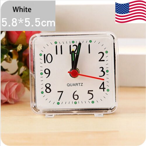 Square Small Cute Bed Compact Travel Quartz Beep Alarm Clock Cute Portable Hot