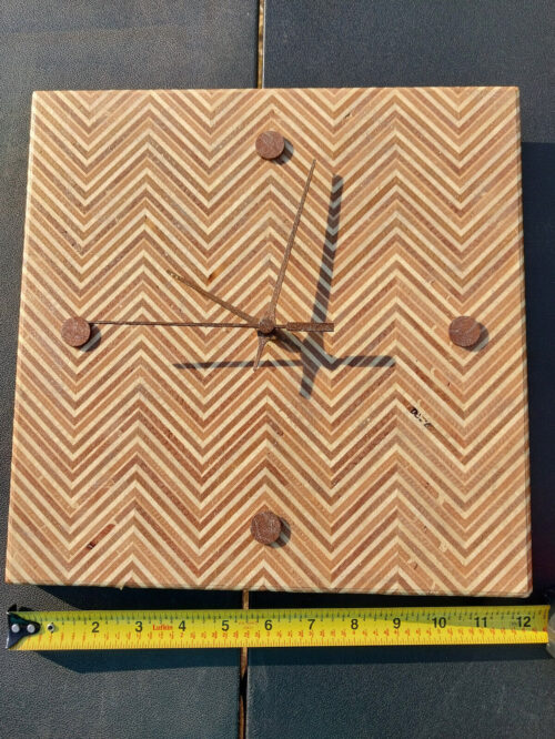 Square Wooden Wall Clock Handmade 12" Battery operated