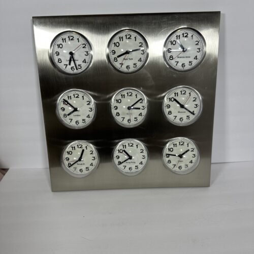 Stainless Steel KarIsson World Time Zone 9 Analogue Vintage Bubble Wall Clocks