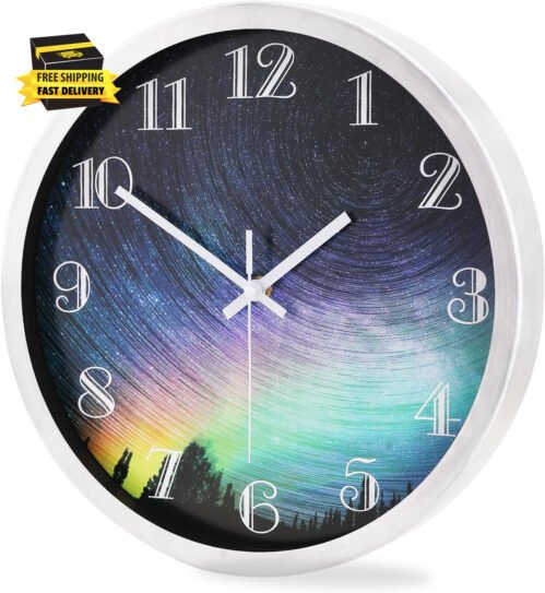 Stainless Steel Wall Clock, 12" Modern round Wall Clocks, Quality Quartz Silent
