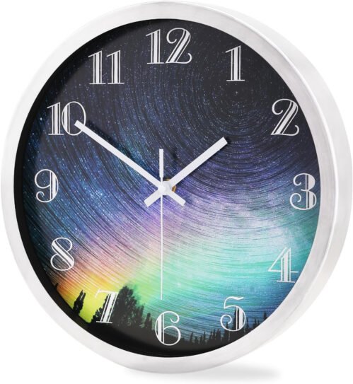 Stainless Steel Wall Clock, 12" Modern round Wall Clocks, Quality Quartz Silent
