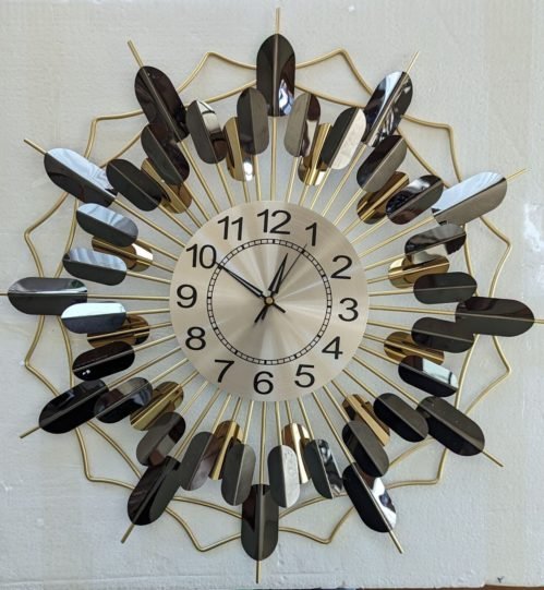 Starburst Clock Mid Century Modern Style With Silver Face