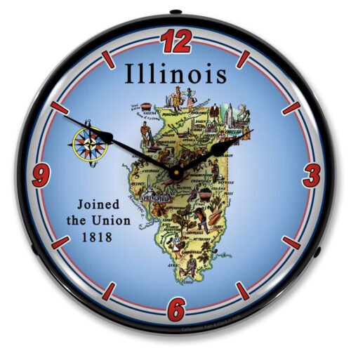 State of Illinois LED Backlit Clock
