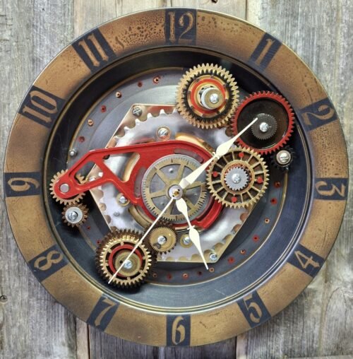Steampunk Gears Wall Clock Repurposed Industrial Handmade