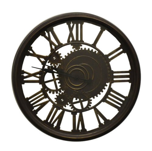 Steampunk Style Skeleton Wall Clock with Roman Numerals