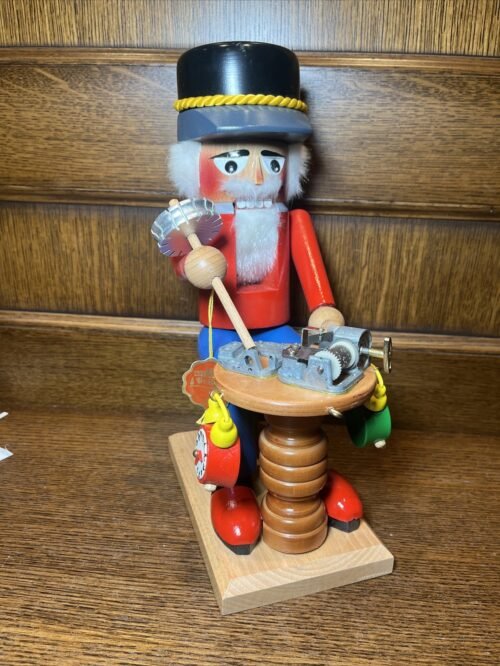 STEINBACH Wooden Nutcracker w/ Music Box Clock Maker Germany Statue Figure Gift