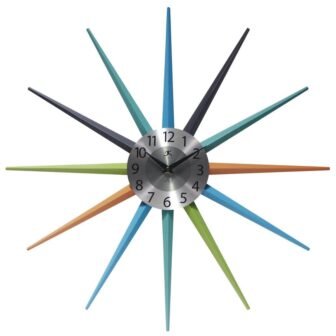 Stellar Sunburst Wall Clock - Multi-Color Spokes