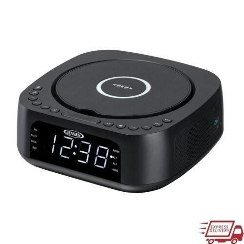 Stereo Dual-Alarm Clock Radio W/ CD Player FM Tuner USB Charging Battery Backup