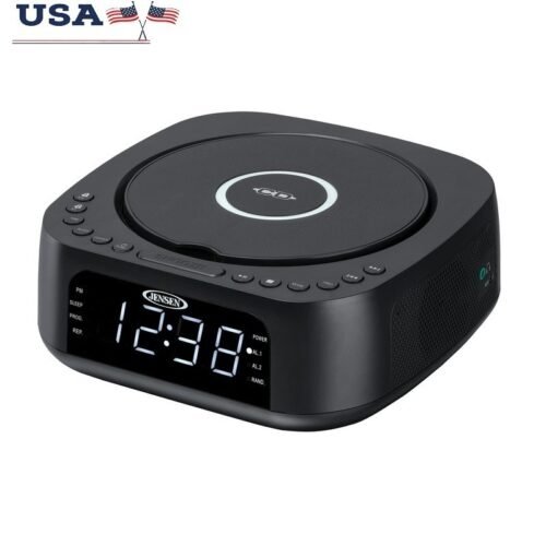 Stereo Dual Alarm Clock Radio CD Player FM Receiver USB Aux Input Headphone