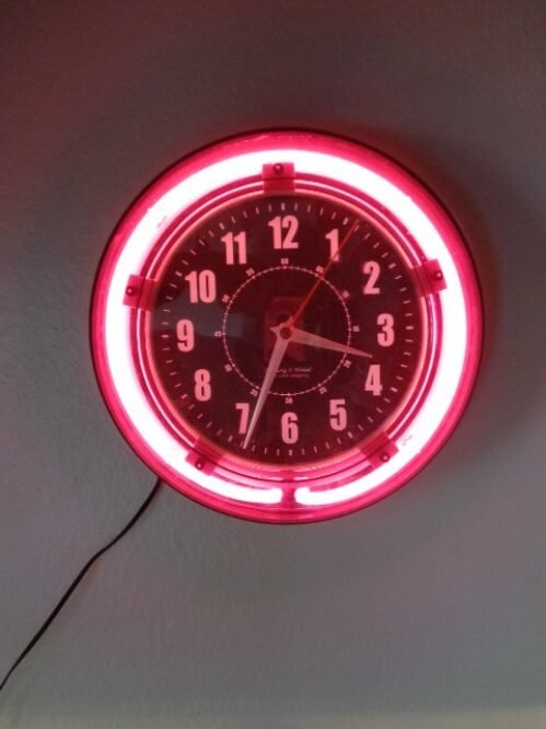 Sterling and Noble 11" Vibrant Pink Neon Analog Wall Clock Cool Retro Nice