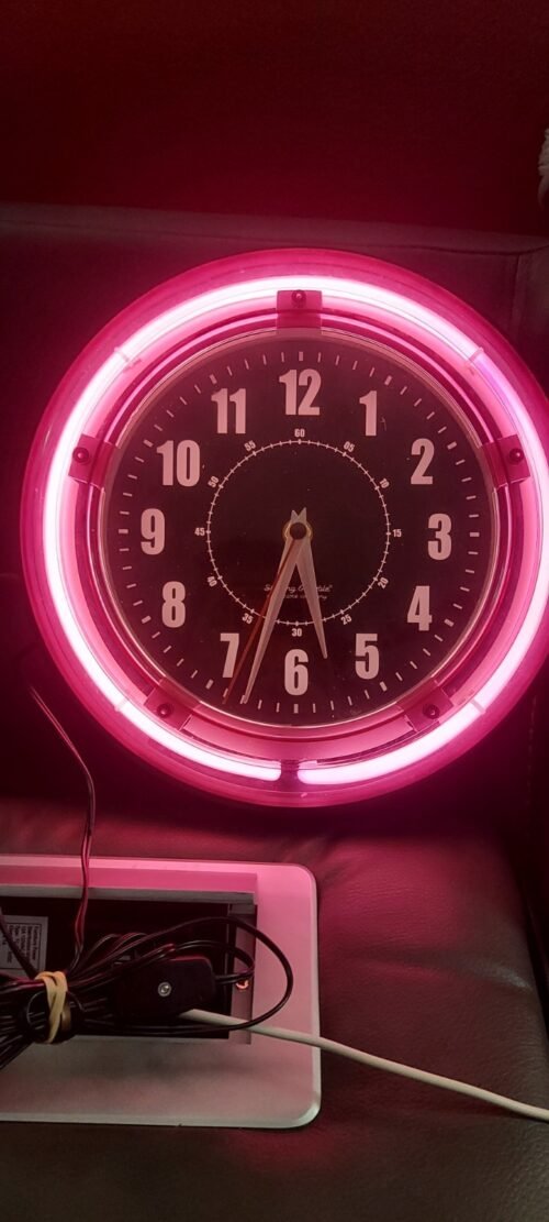 Sterling and Noble 11" Vibrant Rare Pink Neon Analog Wall Clock Everything Works