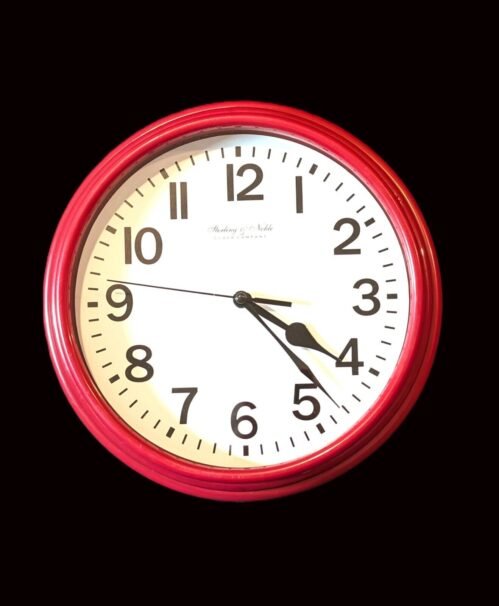 Sterling And Noble 9" Red Wall Clock - Working Perfect