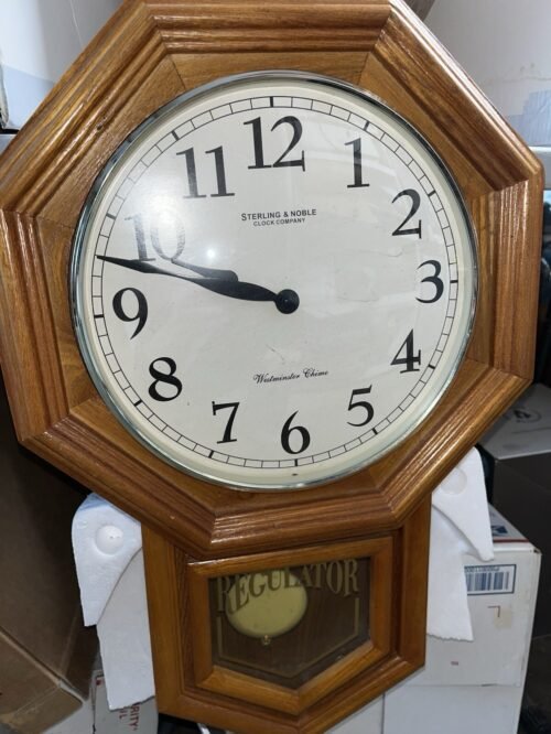 Sterling and Noble Regulator Clock pendulum battery operated 14”X 21” Wood Grain