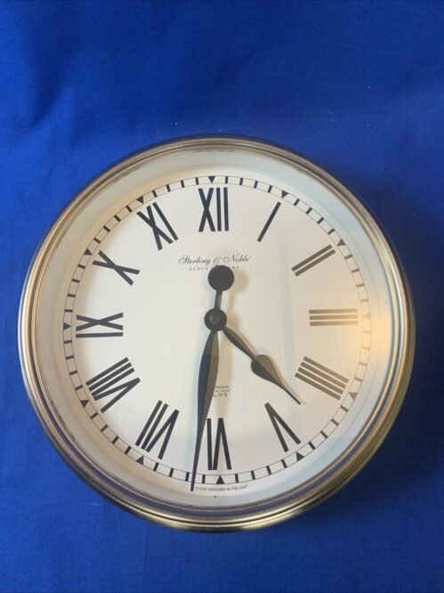 Sterling & Nobel Clock Co. 10” Round Wall Clock Brushed Nickel Metal Frame