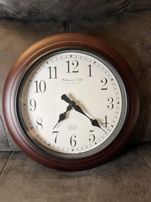 Sterling & Noble 11.25” Wall Clock - Cherry Tone Wood - Mfg No 9- TESTED / WORKS