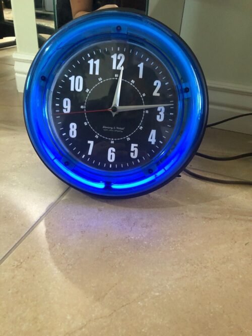 Sterling & Noble 11 inch Vibrant Blue Neon Analog Wall Clock