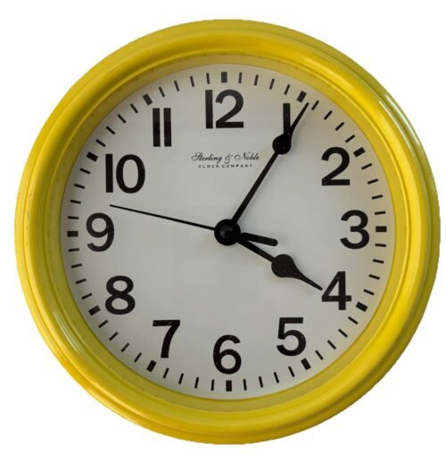 Sterling & Noble Clock Company Battery Operated 9 in Wall Clock Yellow.