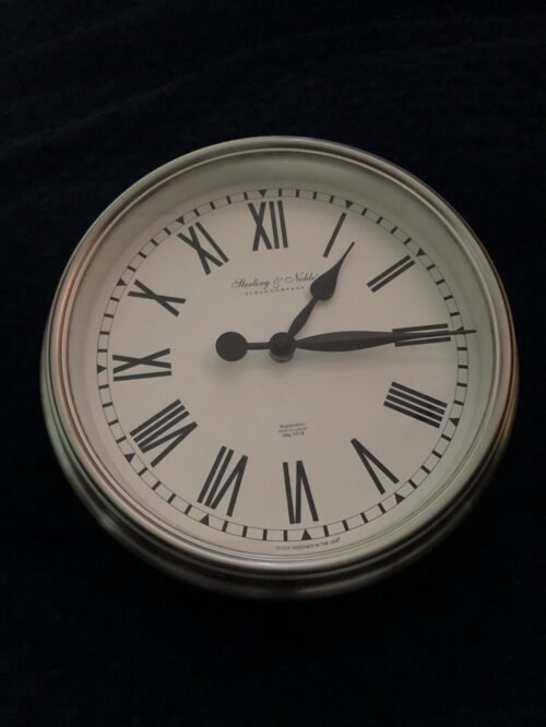 Sterling & Noble Large Wall Clock Stainless Look Frame Oversized Excellent Cond