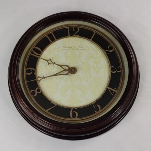Sterling & Noble Mahogany Wood 16" Analog Wall Clock Victorian Era Damask Style