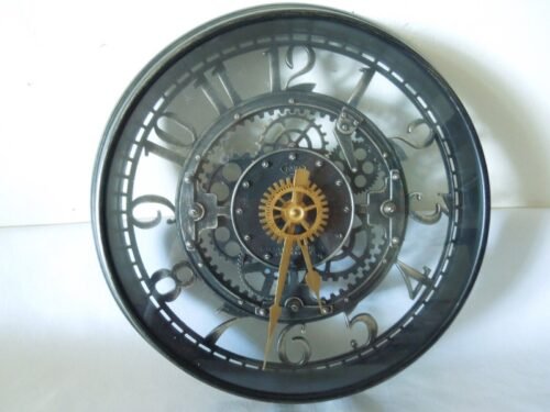 Sterling & Noble Moving Gear Quartz Wall Clock with Glass Lens 11 1/2" Diameter