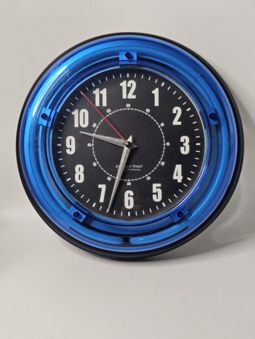 Sterling & Noble Neon Clock Company Retro Blue Analog 11” Wall Clock 22336